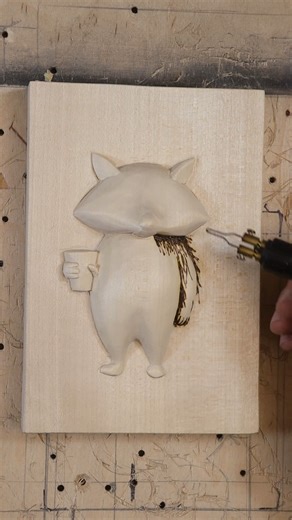 Raccoon. Wood carving, pyrography. #wooddesign #woodcarving #woodart | Oleksandr Hrytsai. Wood Carving