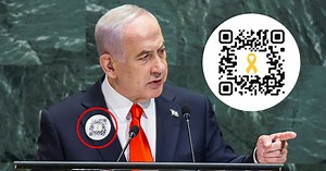 Por qué Netanyahu llevaba un código QR en un pin durante su intervención en la ONU