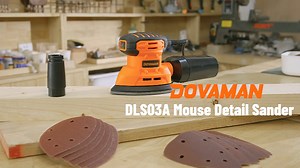 DOVAMAN 130W Detail Sander, 12000 RPM Palm Sander, 12 Sandpapers Included, Efficient Dust Collection System, Ergonomic Hand Sander for Wood & Metal - DLS03A
