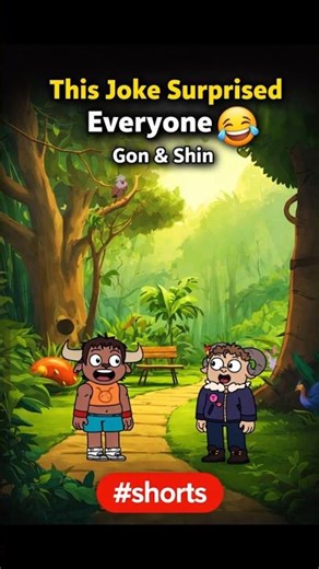This Joke Surprised Everyone 😂 | Gon & Shin #shorts #cutecharacters #sillyjokes #animatedfun #funny