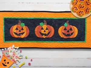 Halloween Pumpkin Table Runner PDF Pattern: Easy Appliqué Sewing (digital Download) - Etsy