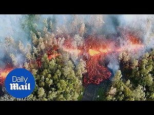 Kilauea volcano erupts molten lava and sends pink smoke into sky - Daily Mail