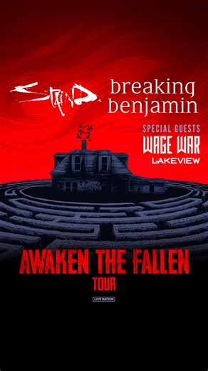 The Awaken The Fallen Tour with Breaking Benjamin and special guests Wage War & Lakeview is coming to you soon! Don’t miss your chance to be part of it—grab your tickets while you still can! 🤘🎟️ | Staind