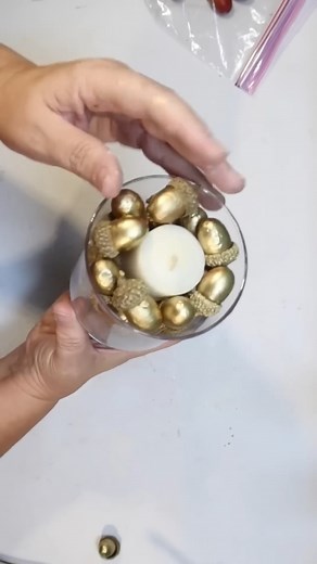 ✨ Metallic Gold Acorns Candle Holder | Fall Dollar Tree DIY | Crafty Beach