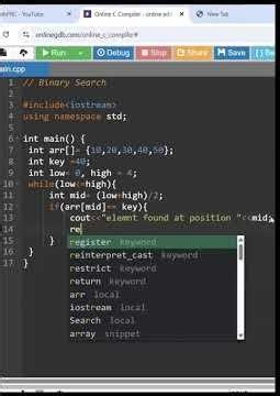 Binary search Code
