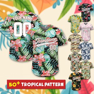 Custom Hawaiian Baseball Jersey With Team Name Number Logo, Personalized Hawaii Floral Shirt for Men Women Youth Preschool Button Shirt - Etsy