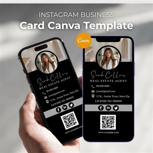 Luxury Real Estate Business Card Template, QR Code Business Card, Real Estate Text Marketing, Realtor Mobile Digital Card QR Code - Etsy