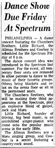 Feb 05, 1971: The Chambers Brothers / The Allman Brothers Band / Cowboy / Little Richard at The Spectrum Philadelphia, Pennsylvania, United States | Concert Archives