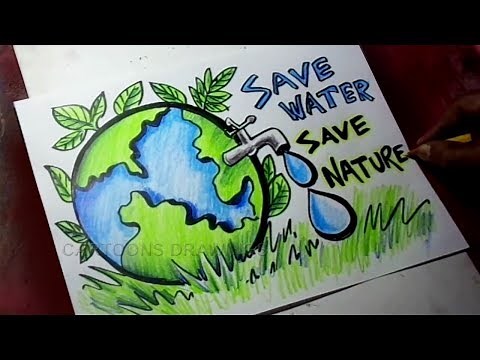 How to Draw Save Trees / Save Water / Save Nature Poster Drawing