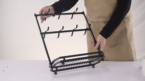 Coffee Mug Holder for Countertop, Coffee Cup Holder Rack with 14 Hooks, Metal Mug Tree Stand with Storage Base for K Cup Coffee Pod Paper Cups Tea Bag - Black