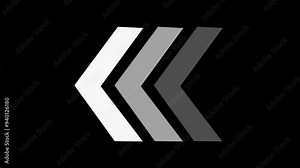 white loop swipe-up animated arrows overlay animation on a black isolated background, used in videos by blending mode