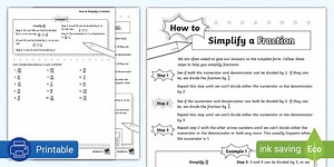 How to Simplify a Fraction: Activity Sheet