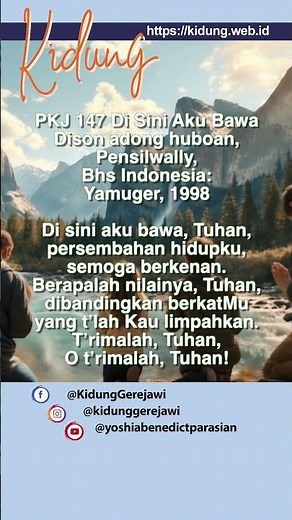 PKJ 147 Di Sini Aku Bawa, Tuhan - Pelengkap Kidung Jemaat