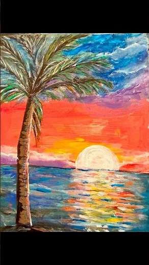 How to Paint a Vibrant Sunset & Palm Tree 🌅 Step-by-Step Acrylic Painting