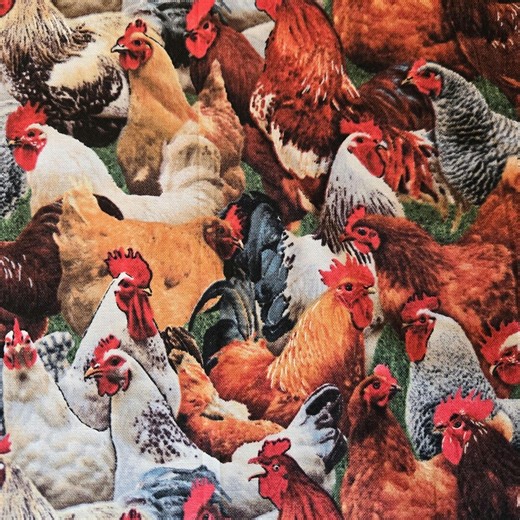 Chicken Fabric: Elizabeth Studio Cotton Quilting Farm Rooster Material - Etsy UK