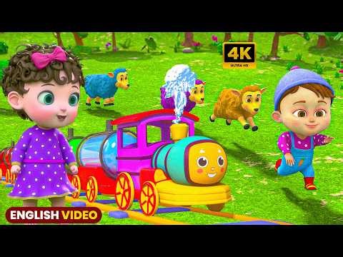 Learning Colors and English Numbers Song | Colorful Eggs And Rail Engine | English Rhymes - 3D