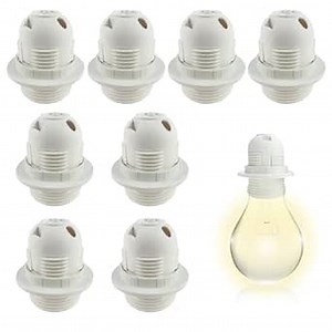 8Pack Lamp Socket, E26/E27 Light Bulb Socket Holder, Plastic Lamp Holder Light Socket with Shade Ring for Edison Bulbs Pendant Lamp