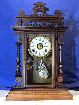 Vintage Antique USA Welch Strikes,Alarm Clock,Walnut Case With Unusual Pendulum | eBay