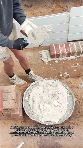 Laying Bricks with Fresh Mortar #worker #process #masonry #bricklaying #construction