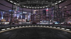 Virtual TV Studio Set. Green screen background. 3d Rendering