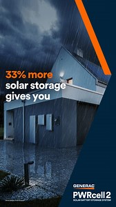 Power through virtually any outage. With 33% more capacity than other leading brands, PWRcell 2 Solar Battery Storage offers the longest backup time available. For comfort and peace of mind, anytime. | Generac