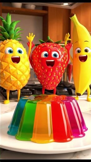 🍮 “Cute Fruits Making Jelly in the Kitchen | Adorable 3D Animation 🍍✨”