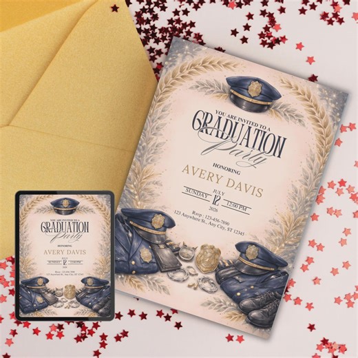 Police Academy Graduation Invitation – Cop Grad Party Invite | Editable Printable PDF - Etsy