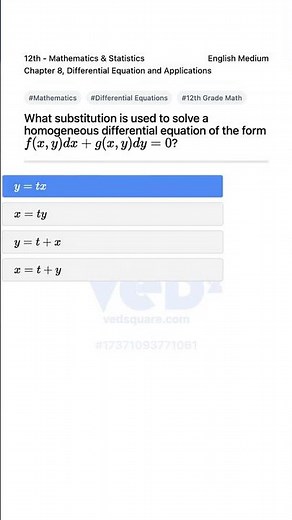 Solving Homogeneous Differential Equations 12th Math