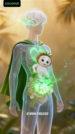 Raw Coconut UNLOCKS Instant Energy & Gut Power! 🌴 3D Animation Adventure #claudeai #gemini #capcut