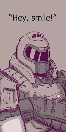 Doom Guy Smiling - Helltaker x Doom Crossover