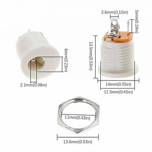 [Hot Item] Power Socket Connector White DC-022 5.5X2.1mm DC Power Female Jack Round Hole Panel Mounting Plug Socket DC Charging Connectors with Nut
