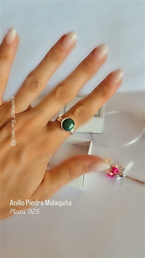 Anillo Piedra Malaquita Plata 925