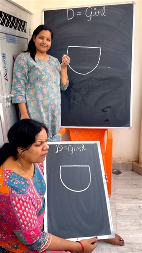 D = Girl 👧 drawing tutorial by mother and daughter step by step for beginners #shorts #womenday2026