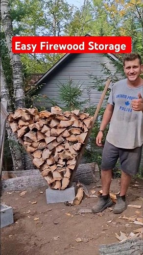 Easy firewood storage all you need is a cinder block & 2-2x6 48" #firewood #campfire #fireplace #diy