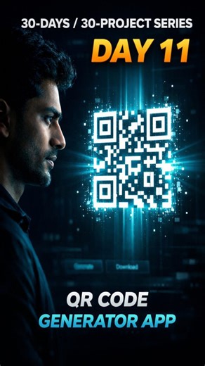 1xCode on Instagram: "Still sharing long links with people? I built a QR Code Generator using HTML, CSS & JavaScript that converts any text or URL into a scannable QR code in seconds ⚡ No frameworks. No libraries. Just pure JavaScript + API logic. This is how you actually learn web development — by building real-world features, not just watching tutorials. 👉 Follow for daily coding projects 💾 Save this if you’re learning JavaScript 💬 Comment “QR” if you want the source code javascript project