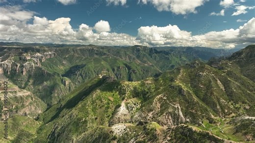 Aerial View of the Rugged Mountains and Deep Gorges in Copper Canyon Park, Mexico