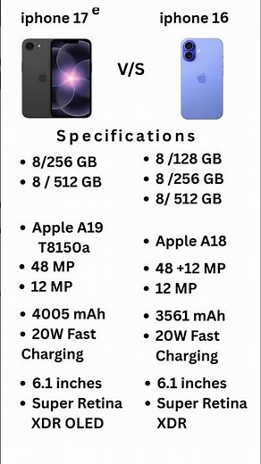 iphone 17e vs iphone 16 | iPhone review | iphone specifications #iphone #tech #review