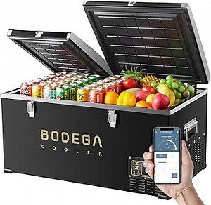 BODEGACOOLER 12 Volt Car Refrigerator, Portable Freezer Dual Zone, 82Quart(78L) Car Fridge APP Control, -4℉-68℉ Electric Cooler 12/24V DC 110-240V AC For Outdoor, Vehicles, Camping, Travel Home Use