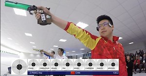 Mikec wins after holding a commanding lead in the 10m air pistol men's final