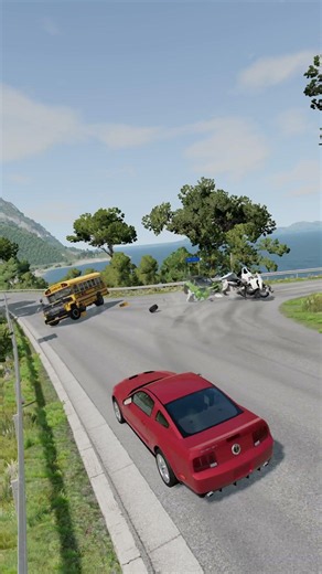 SURVIVED! Insane realistic car crash and a close call for the biker! 💥