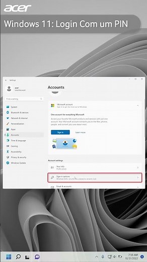 Windows 11: Faça login com um PIN