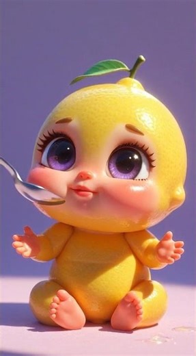 Lemon Baby Eating Lemon Slice 🍋 | Cute & Funny 3D Animation | Waseem Entertainment channel.