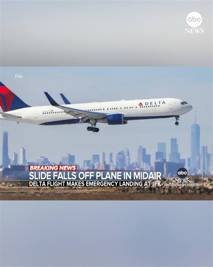 38K views · 177 reactions | An emergency slide fell off a Delta passenger jet shortly after takeoff Friday, forcing the pilots to return to John F. Kennedy International Airport in NY, officials said. Upon inspection, crews determined that an emergency slide from one of the Boeing 767's exits had separated from the aircraft, Delta said in a statement. Read more: https://abcnews.go.com/US/delta-planes-emergency-slide-falls-off-flight/story?id=109701348 | ABC News | Facebook