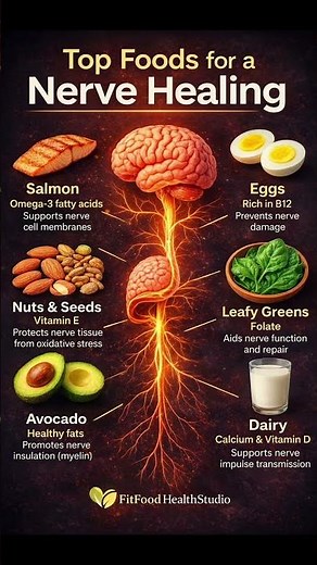 Top Foods for Nerve Healing 🧠|Best Diet for Nerve Repair&Brain Health #nervoussystem #healthyeating