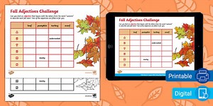 Fall Adjectives Challenge for 3rd-5th Grade
