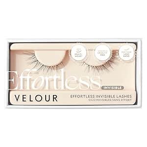 Velour Effortless Invisible Lashes, Lash Extension Look, Natural Looking False Eyelashes, Reusable Fake Lashes, Fluffy & Lightweight No Trim Eyelashes, Vegan, Glue not included (Barely There)