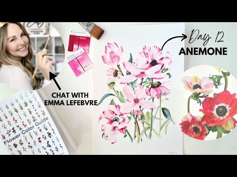 Flower Color Guide Summer Paint Party | Day 12: PINK Anemone Flower and chat with Emma Lefebvre