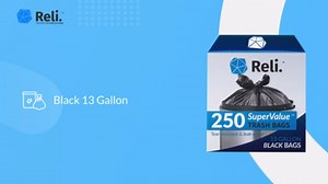 Reli. 13 Gallon Trash Bags | 250 Bags | Black | Tall Kitchen | Strong | Garbage