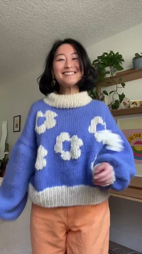 first time doing duplicate stitch! 🌸 #knitter #knittok #knittingtiktok #sustainablefashion