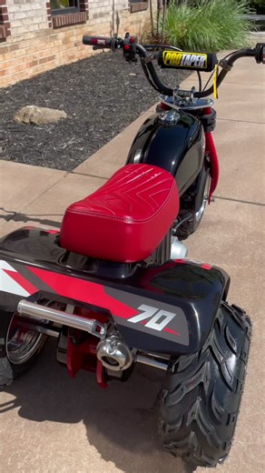 Finally finished my personal 1981 Honda ATC-70 custom restoration. Four inch frame stretch. 125 motor with electric start, 3 speed and reverse. Protaper bars and grips. Polished wheels and axles. Custom seat and powdercoat. #absolutecustomcycles #act70 #protaper #honda #highrollermotorcycleseats #pitbike #threewheeler #share #tiktok #like #oldschoolhondas